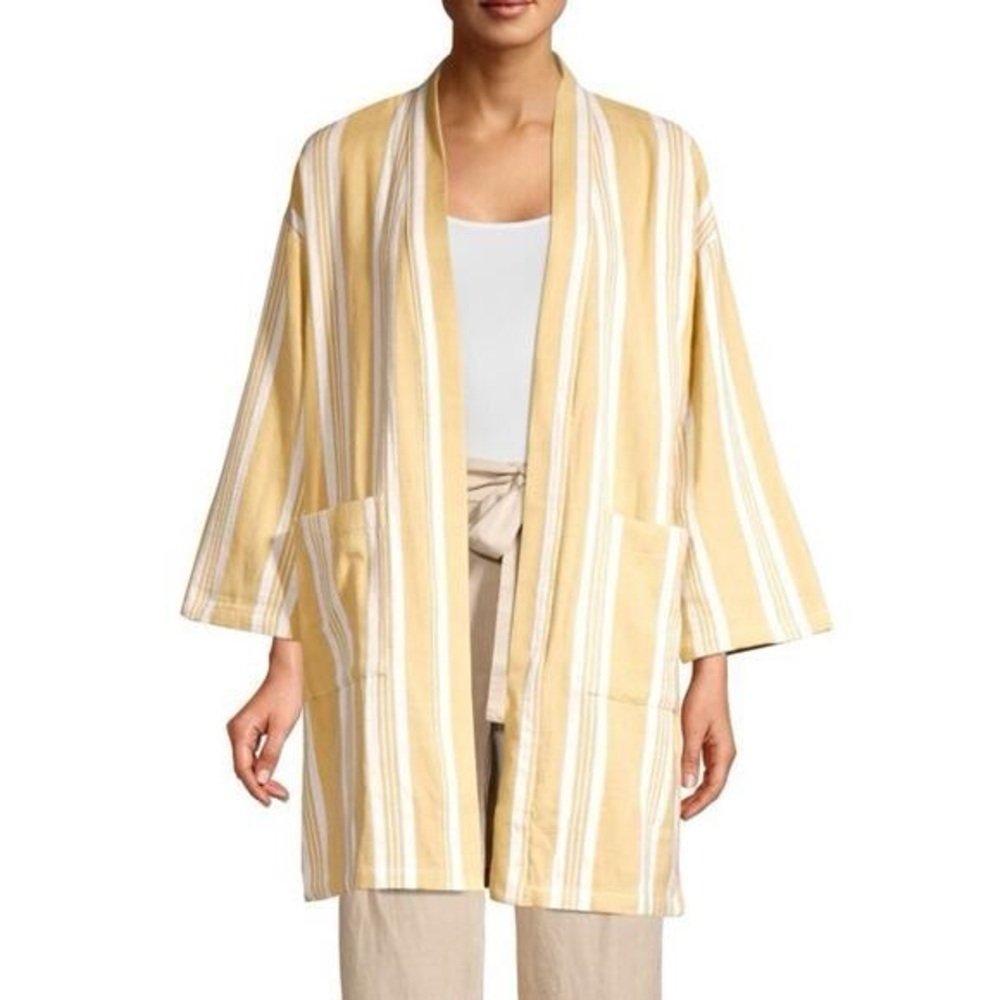 NWOT Eileen Fisher Yellow Cotton Reed Kimono Jacket L/XL